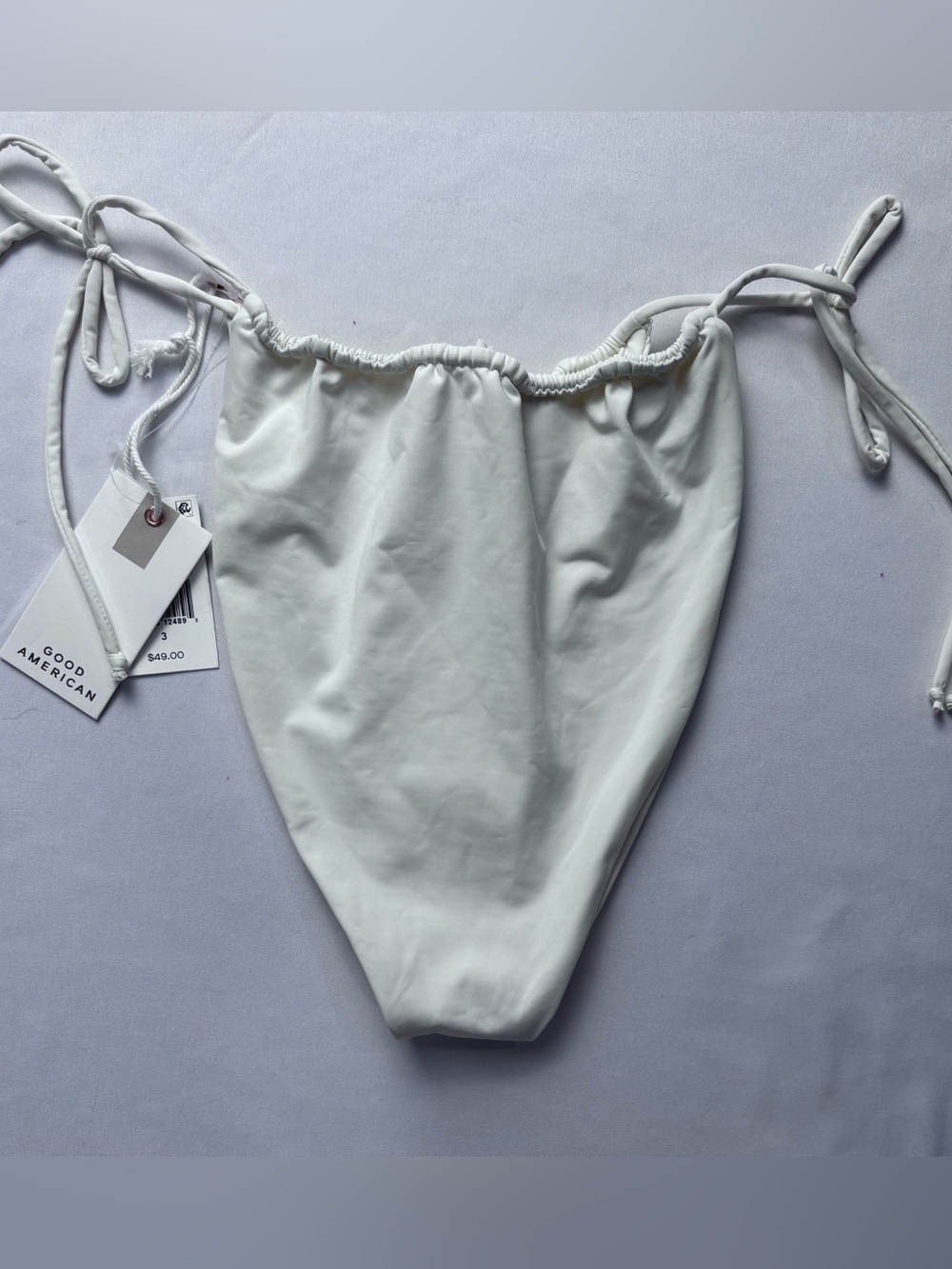 Good American White Tie-Side High-Leg Bikini Bottoms